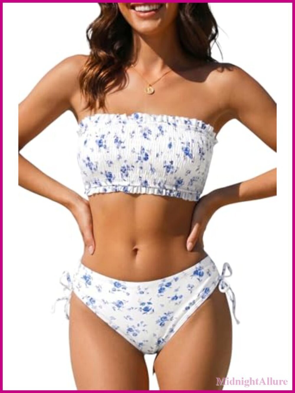 Strapless Bikini Set Bandeau Two Piece Swimsuit with Removable Halter